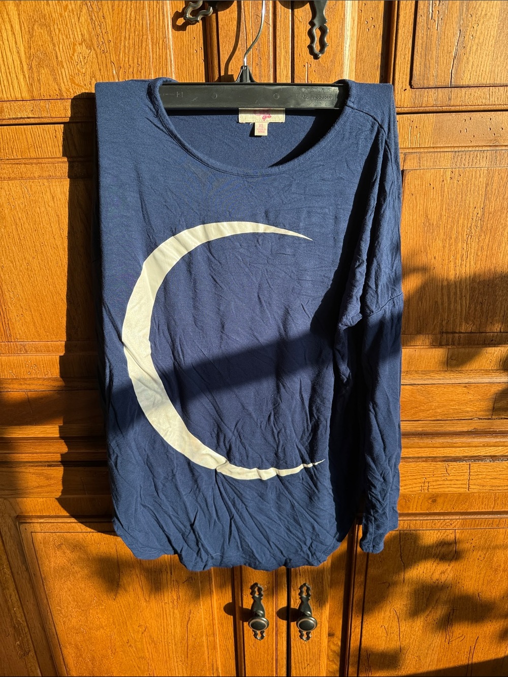 GB Girls Navy Blue Long Sleeve Tee with White Crescent Moon